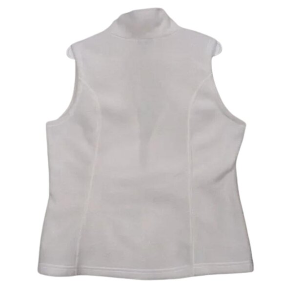 Fleece White Vest Columbia Benton Size M Zip Up Casual Cowl neck Pockets - Picture 3 of 14